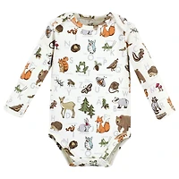 Touched by Nature Baby Girls Organic Cotton Long-Sleeve Bodysuits Woodland Alphabet 3-Pack