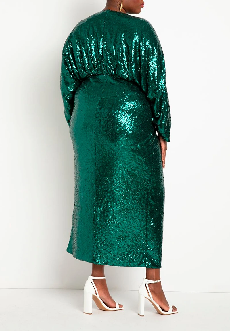 Eloquii Women's Plus Dolman Sleeve Sequin Dress