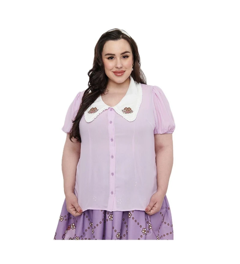 Unique Vintage Plus Short Sleeve Oversized Collar Blouse