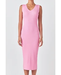 Grey Lab Women's Ribbed Sleeveless Maxi Dress