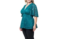 Kiyonna Women's Plus Size Stardust Sequin Lace Top