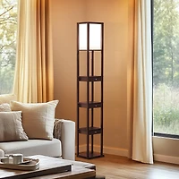 Maxwell Drawer 72" Led Shelf Floor Lamp with Lantern Shade
