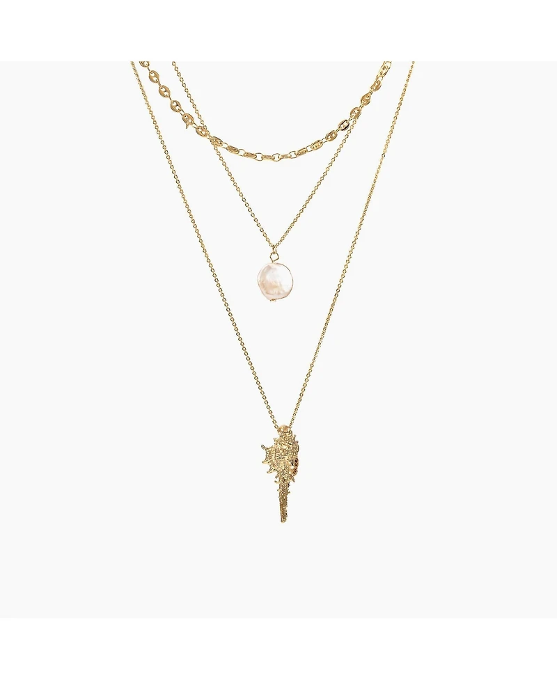 Bearfruit Jewelry Debra Triple Layered Necklace with Cultured Pearl Pendant