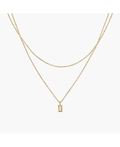 Sterling Silver 18k Gold Plated Elayna Two Pre-Layered Opal Set Necklace – Delicate Statement, Sun-Kissed Style