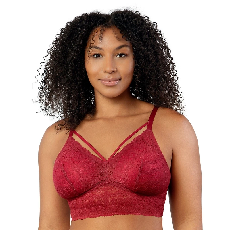 Parfait Women's Mia Wire-Free Padded Lace Bralette, Rio Red, 38B