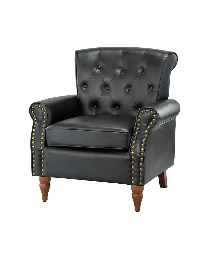 Edwin Transitional Comfy Armchair with Button-Tufted