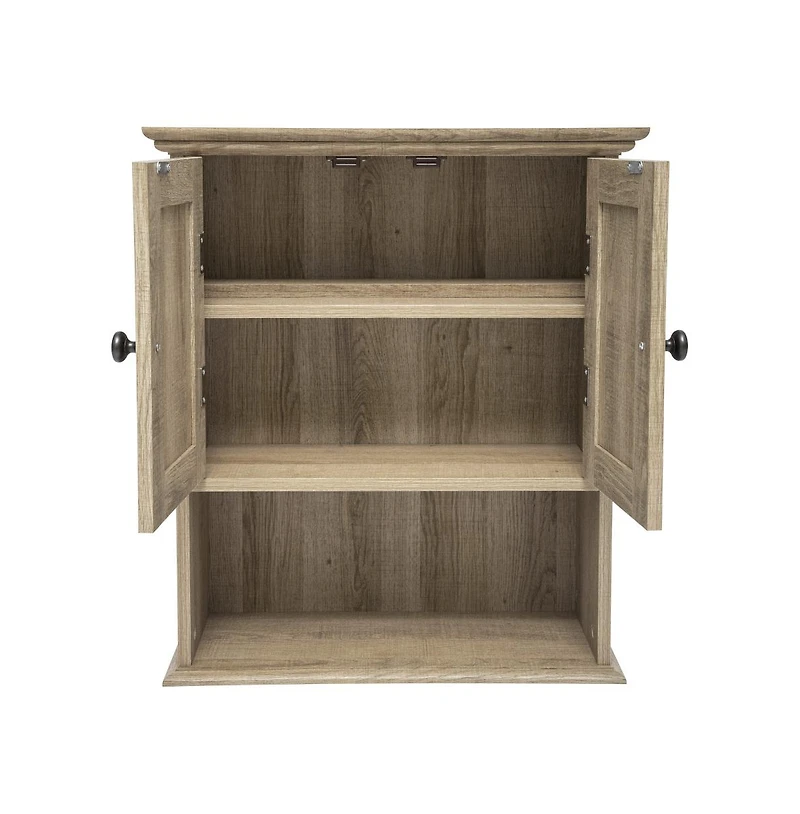 Merrick Lane Delilah Wall Mounted Bathroom Medicine Cabinet With Adjustable Shelf, Lower Open And Magnetic Closure Doors