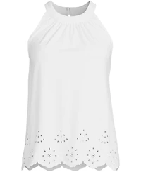 Lands' End Women's Lightweight Jersey Eyelet Tank Top