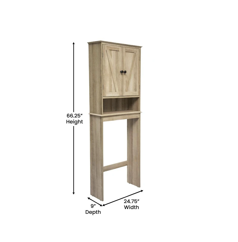 Merrick Lane Delilah Over The Toilet Bathroom Organizer With Shelves And Magnetic Closure Doors