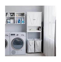 Merrick Lane Delilah Over The Toilet Bathroom Organizer With Shelves And Magnetic Closure Doors