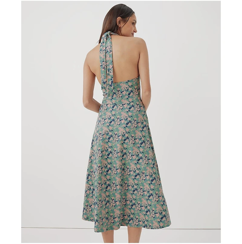Pact Women's Organic Cotton Fit & Flare Modern Halter Dress