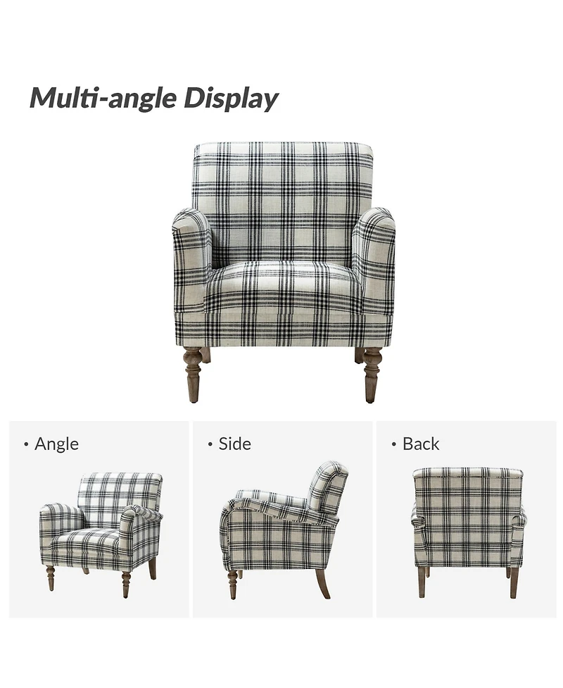 Rossella Contemporary and Classic Armchair with Solid Wood Legs