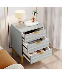 Tribesigns 3-Drawer Nightstand, 25.8" Tall Modern Bedside Table, Large Side End Table with Storage Drawers for Bedroom