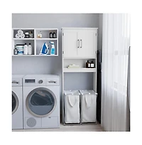 Merrick Lane Vigo Over The Toilet Bathroom Organizer With Shelves And Magnetic Closure Doors