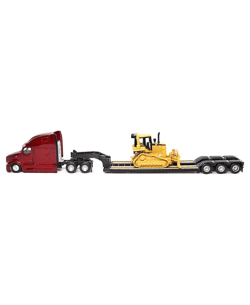 Diecast Masters 1/87 Peterbilt UltraLoft Tandem Tractor with Lowboy Trailer & Caterpillar D5M Dozer