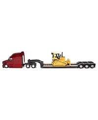 Diecast Masters 1/87 Peterbilt UltraLoft Tandem Tractor with Lowboy Trailer & Caterpillar D5M Dozer