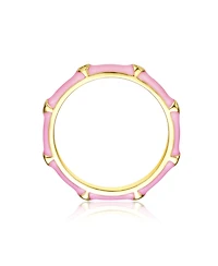 GiGiGirl 14k Yellow Gold Plated with Cubic Zirconia Enamel Bamboo Kids/Teens Stacking Ring