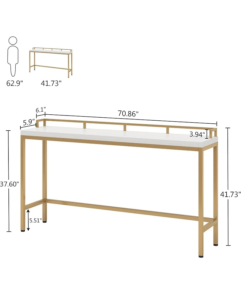 Tribesigns 70.9 inch Extra Long Sofa Table Rustic Industrial Console Table Behind Couch, Narrow Entryway Hallway Table Skinny Sofa Bar Table for Livin