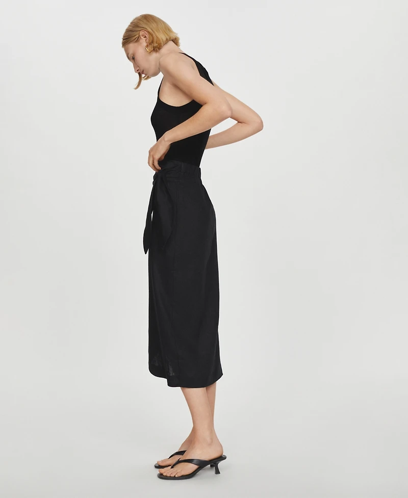 Mango Women's Bow Linen Skirt