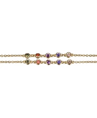GiGiGirl 14k Gold Plated Multi Color Double Layer Rolo Chain Anklet, Adjustable Length