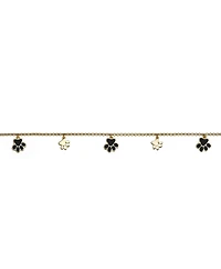 GiGiGirl 14k Gold Plated Enamel Puppy Paw Dangle Charm Anklet, Adjustable Length