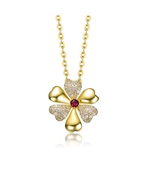 Sophisticated 14k Gold Plated Pave Flower Pendant Necklace