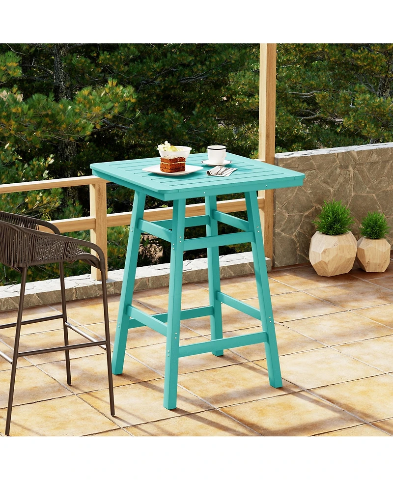 WestinTrends 42" Square Outdoor Patio Bistro Bar Table With Umbrella Hole