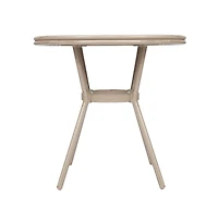Merrick Lane Mael Bistro Style Table With Tempered Glass Top, Textilene, And Bamboo Finished Metal Frame For Indoor/Outdoor Use