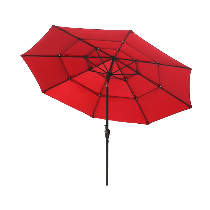 Mondawe 10 ft 3-Tier Outdoor Patio Market Umbrella with Double Air Vent and Push Button Tilt