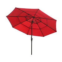 Mondawe 10 ft 3-Tier Outdoor Patio Market Umbrella with Double Air Vent and Push Button Tilt