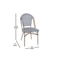 Merrick Lane Mael Bistro Style Table With Glass Top, Textilene, Stack Chairs