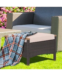 Set of 2 Fade-Resistant Wicker Patio Ottoman