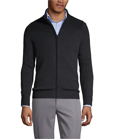 Lands' End Men's Cotton Modal Zip Front Cardigan Sweater