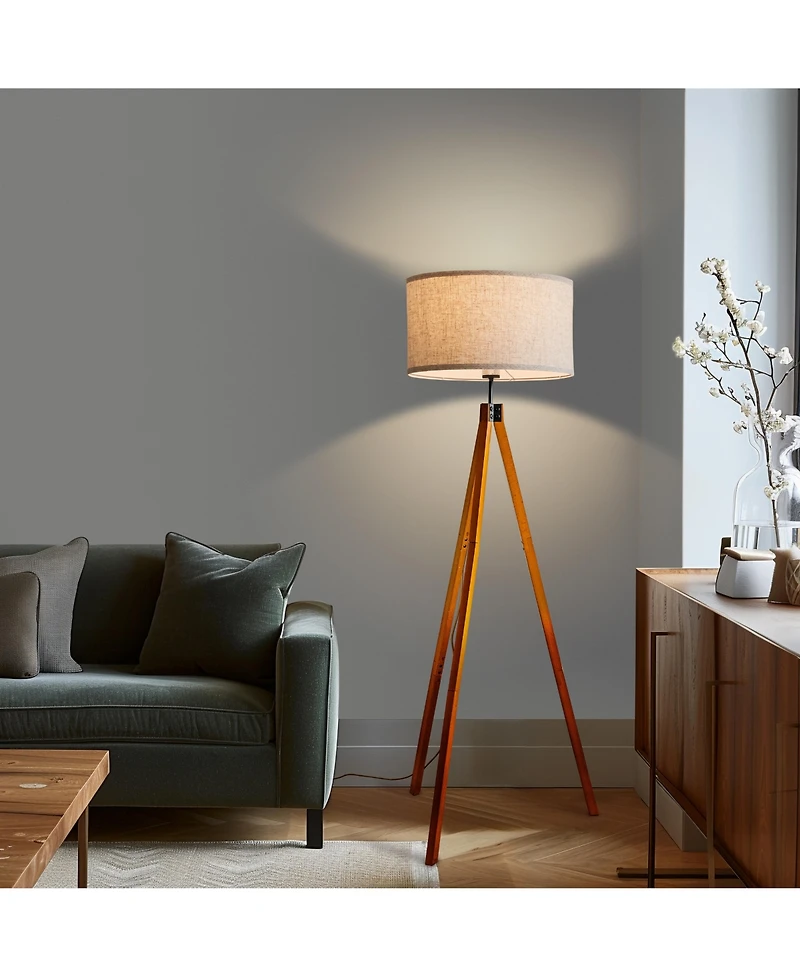 Eden 58" Led Traditional Tripod Floor Lamp with Fabric Drum Shade