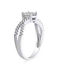 Bling Jewelry Set 2CT Solitaire Cubic Zirconia Pave Cz Twist Criss Cross Infinity Promise Ring Band Sterling Silver