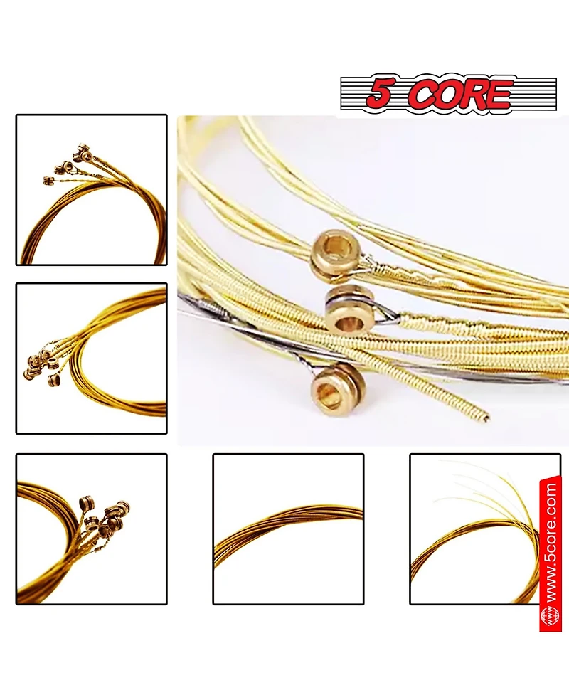 5 Core Guitar Strings • 0.010-0.047 Steel Gauge • w Deep Bright Tone for 6 String Acoustic Guitars - Gs Ac Brss