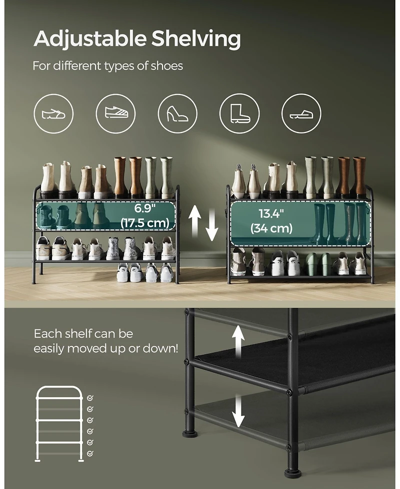 Slickblue Multi Tier Shoe Rack, Shoe Organizer, Fabric Shoe Shelf Storage