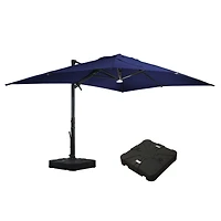 Mondawe 120" Square Cantilever Umbrella with Detachable Led Atmosphere Light and Bluetooth Player, w/ Weight Base Included