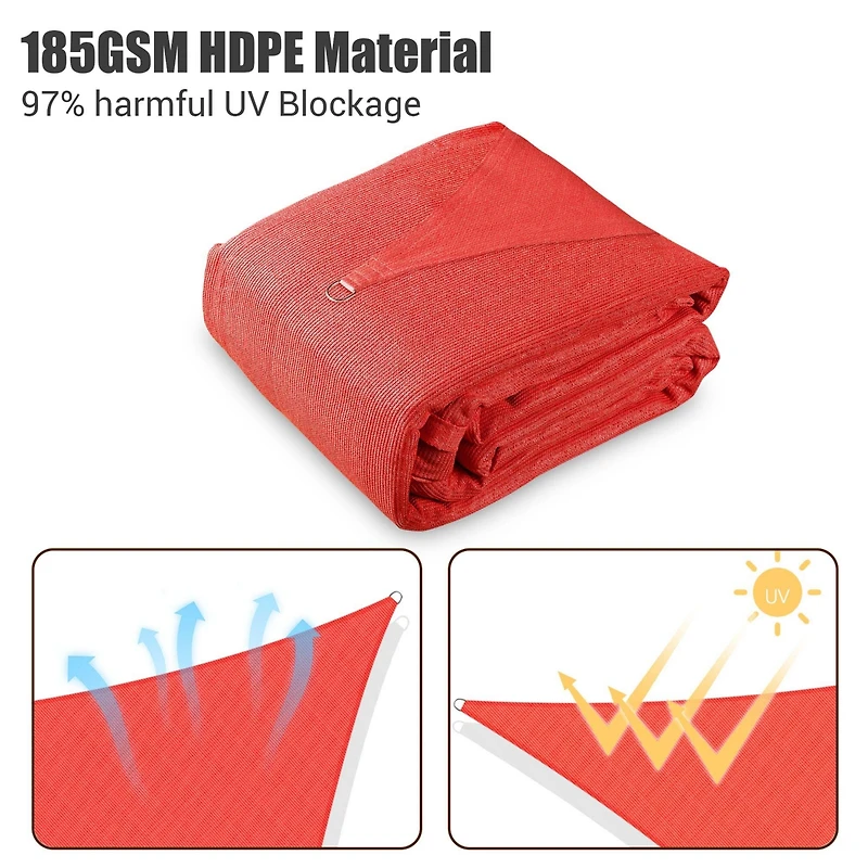 20x16 Ft 97% Uv Block Rectangle Sun Shade Sail Hdpe Cover Net Canopy Backyard