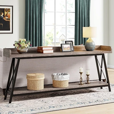 Tribesigns 70.87 inch Extra Long Console Table Behind Couch, Rustic Industrial Sofa Table for Living Room