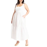 Eloquii Women's Plus Size Mixed Fabric Tank Dress