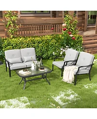 Sugift 2 Piece Patio Metal Chairs with Seat and Back Cushions