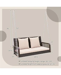 Sugift 2-Person Outdoor Wicker Porch Swing with Seat and Back Cushions