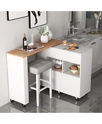 Sugift Reversible Folding Kitchen Island Cart with Wine Rack and Spice Rack