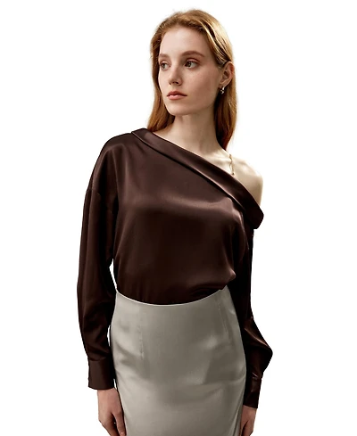 Lilysilk Women's Silk Chic One-Shoulder Top
