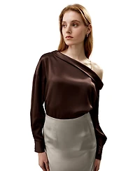 Lilysilk Women's Silk Chic One-Shoulder Top