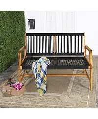 Sugift 2-Person Acacia Wood Yard Bench for Balcony and Patio