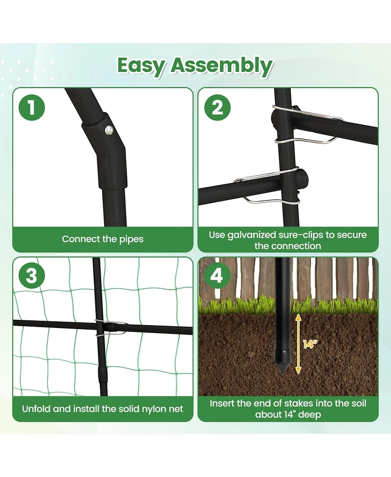 Sugift 7.5 Feet Garden Arch Trellis with Pe Coated Metal Structure