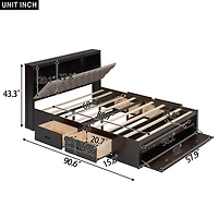 Streamdale Queen Platform Bed with Storage Headboard and Drawers