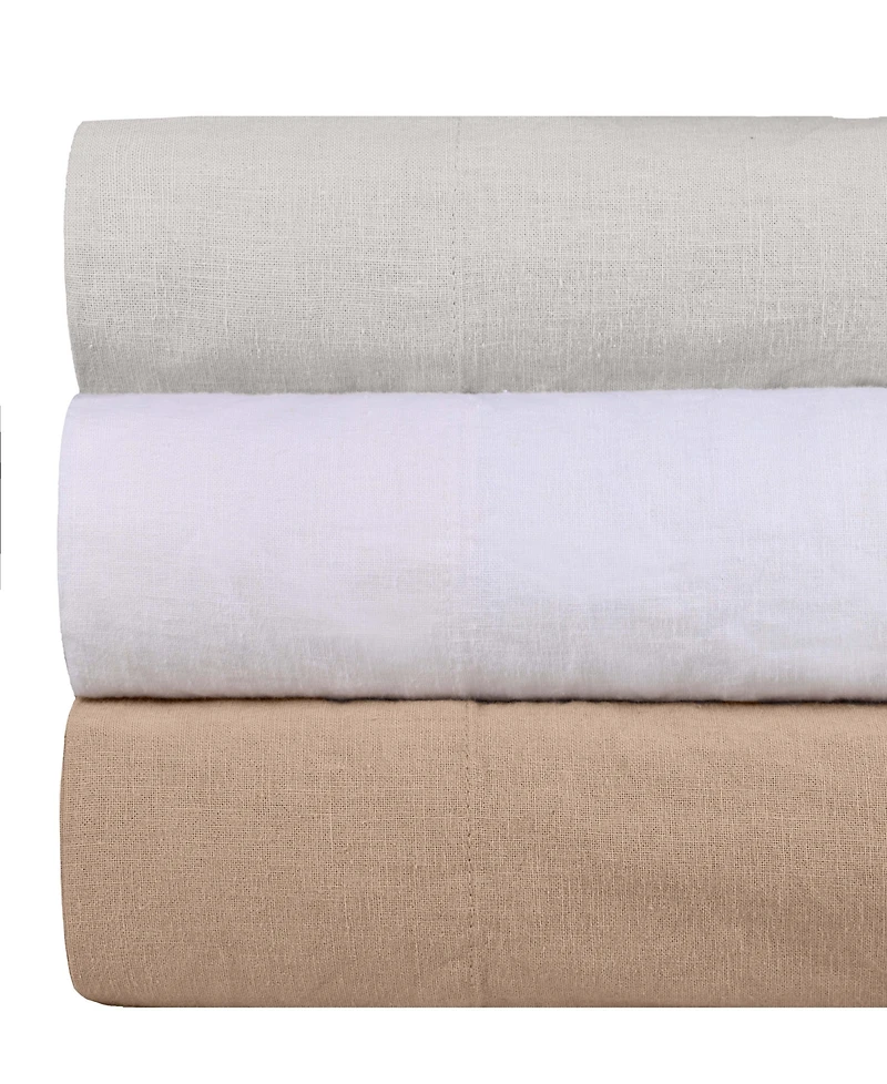 Superior Cotton Linen Blend Deep Pocket 4-Piece Bed Sheet Set, Queen